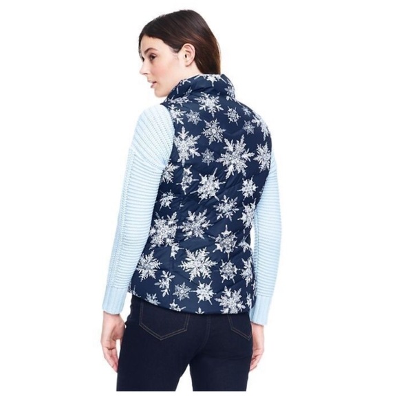 Hyper Dry water Resistant Down by Lands’End Snowflake Sleeveless Vest Jacket - Picture 2 of 13